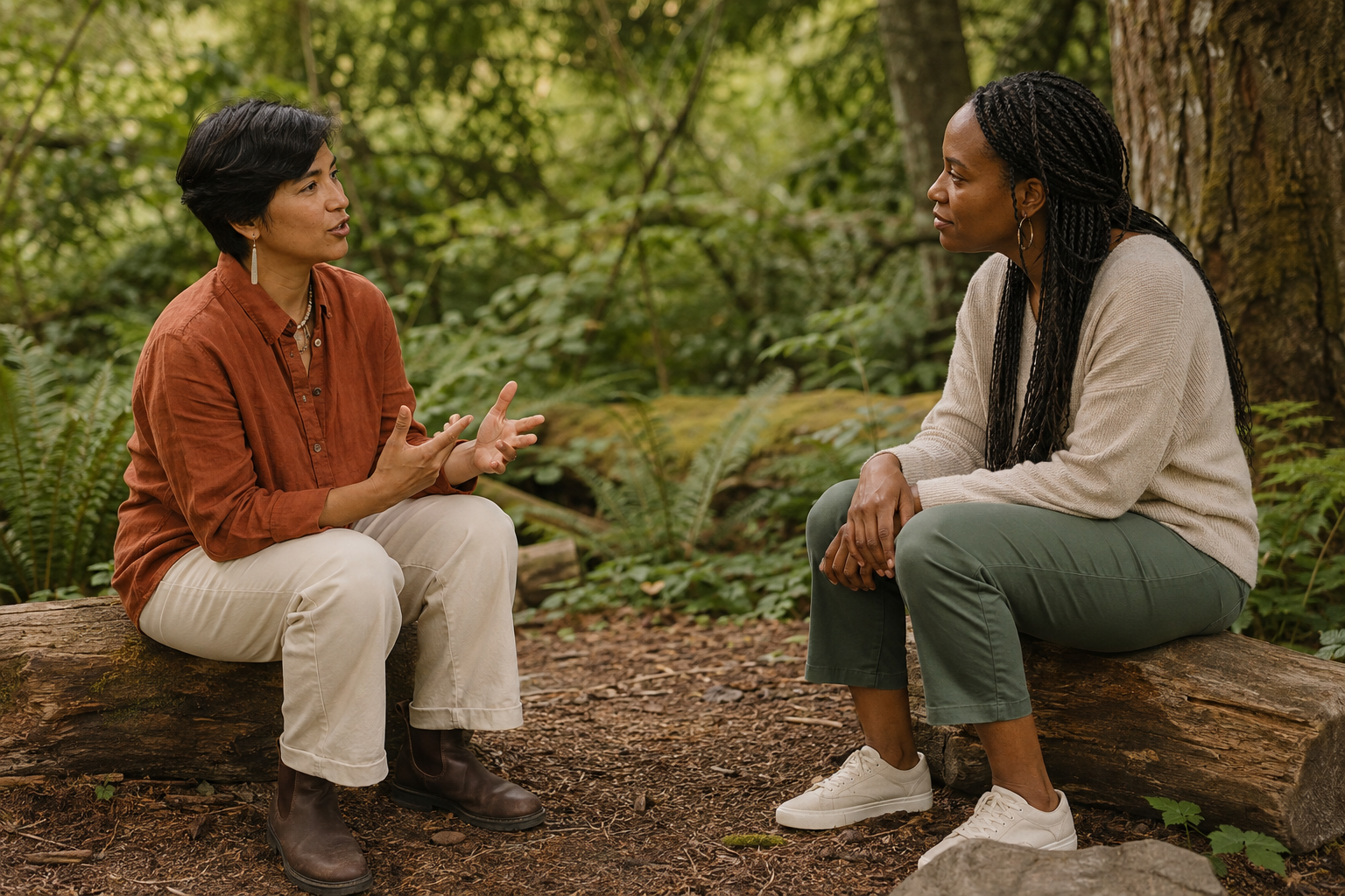Two people engaged in grounded relational practice